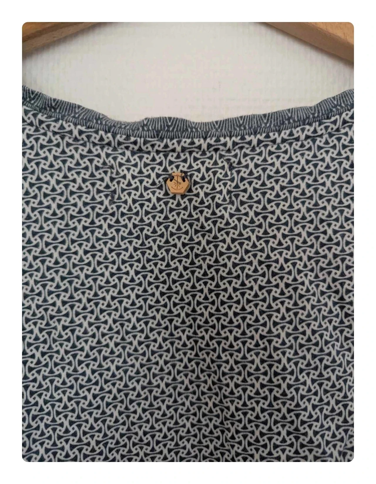 Blusa fluida Bonobo Jeans - Padrão geométrico azul/branco - Tamanho S (Muito bom estado) – photo 5